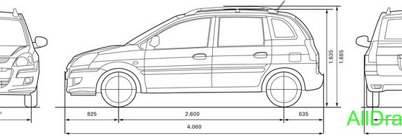 Hyundai Matrix (2008) (Хендай Матрикс (2008)) - чертежи (рисунки) автомобиля